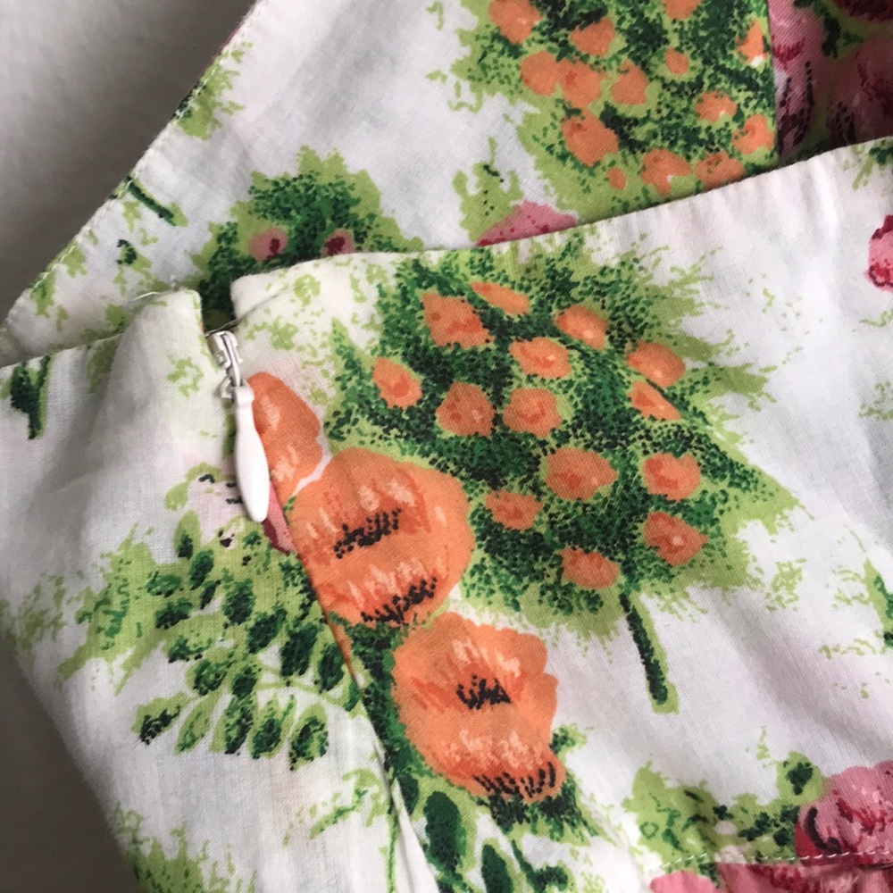 Odille Anthropologie Pleated Floral Pink and Peach Roses Spring Skirt Size 2 - Picture 3 of 6